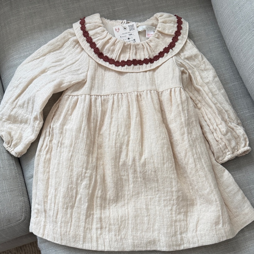 Zara Cream Dress with Trim